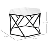 Coffee Table Cocktail Table  High Gloss Marble Top Steel Frame White HOMCOM