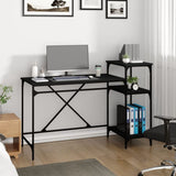 Desk with Shelves Black 135x50x90 cm Engineered Wood&Iron