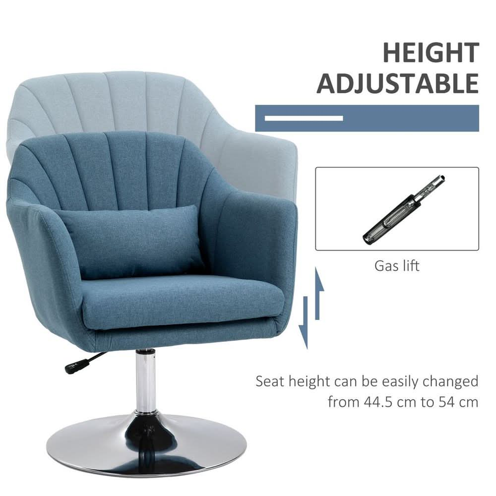 HOMCOM Stylish Retro Linen Swivel Tub Chair Steel Frame Cushion Seat Blue