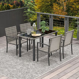 Outsunny 4 Seater Rattan Garden Furniture Set with Glass Tabletop - Mixed Grey