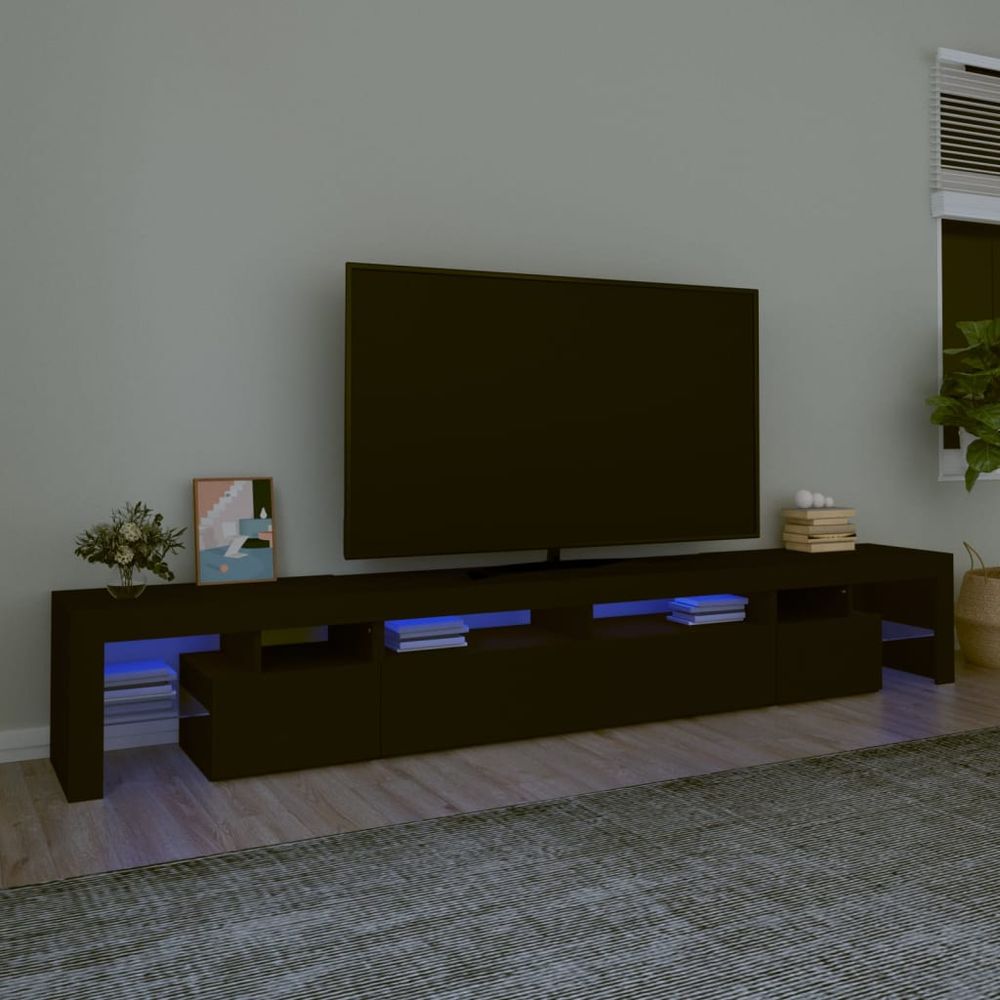 TV Cabinet with LED Lights White 230x36.5x40 cm