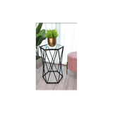 Hexagon Tempered Glass Black Side Table (Small) - SLENDER