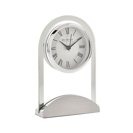 Wm.Widdop Glass Panel Aluminium Base Mantel Clock