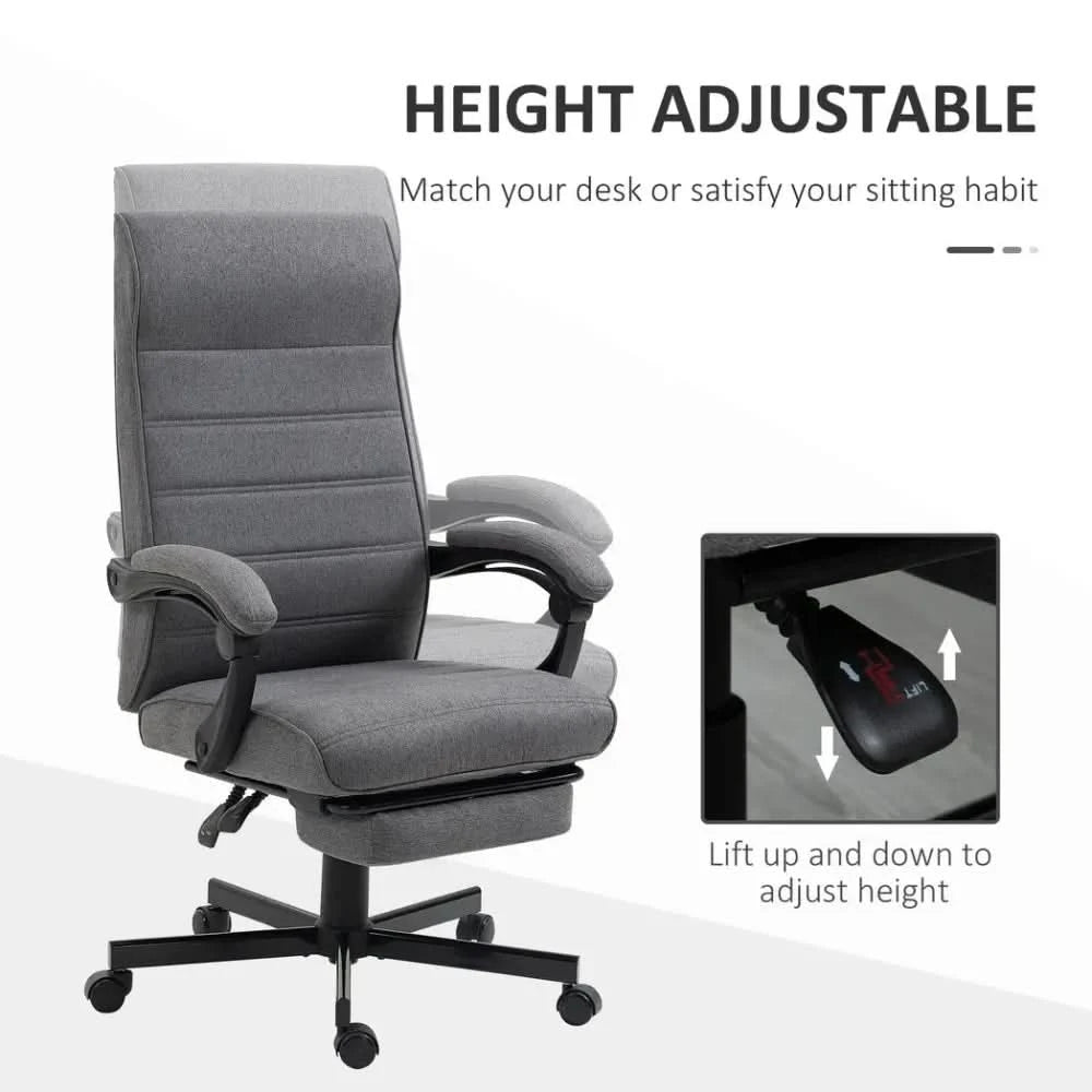 Home Office Chair High-Back Reclining Chair for Bedroom Study Living Room Grey