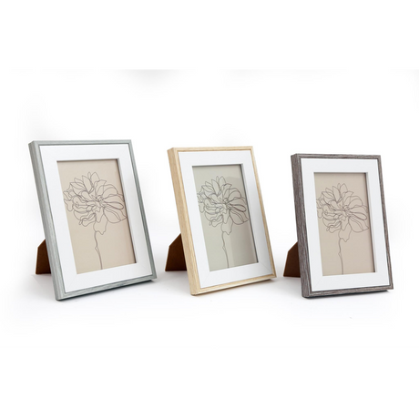 Set of Three Photo Frames with Wood Edge