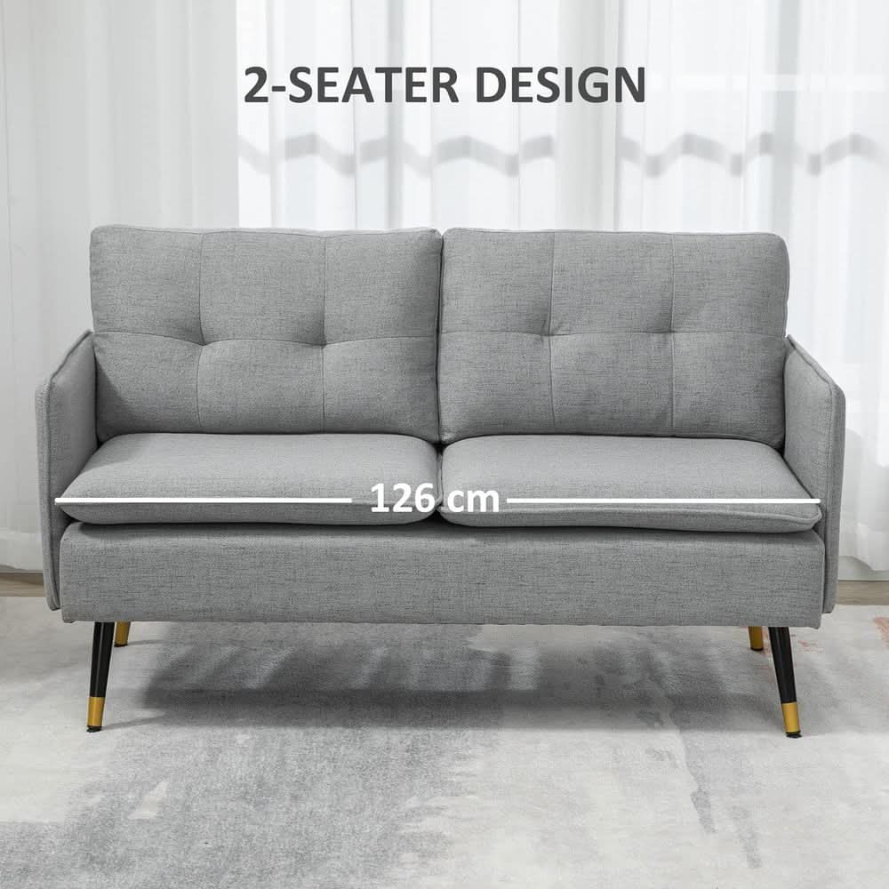 Modern Upholstered Two Seater Sofa for Bedroom Living Room Grey