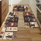 1pc brown coffee kitchen rug, non-slip machine washable flannel floor mat, suitable for hallway door kitchens