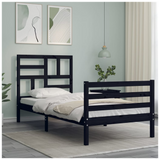 Bed Frame with Headboard Black 100x200 cm Solid Wood