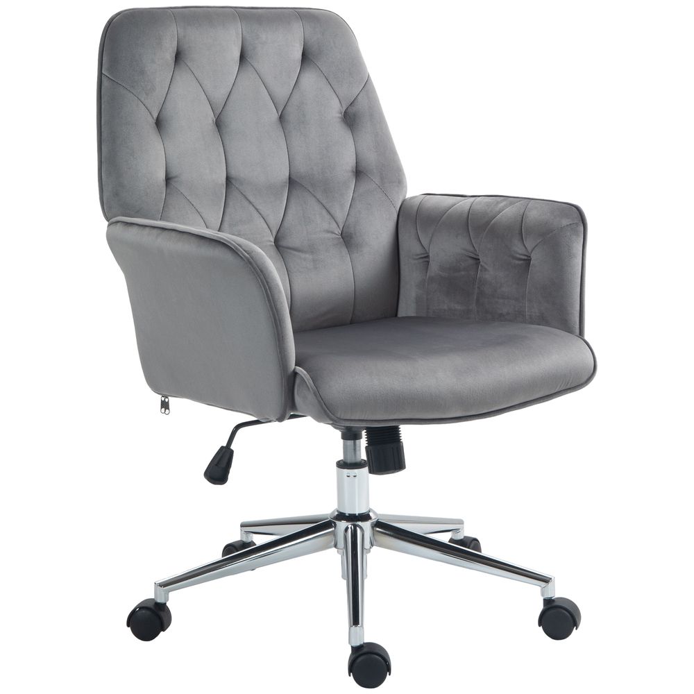 Vinsetto Swivel Computer Chair w/ Arm Modern Style Tufted Home Office Dark Grey