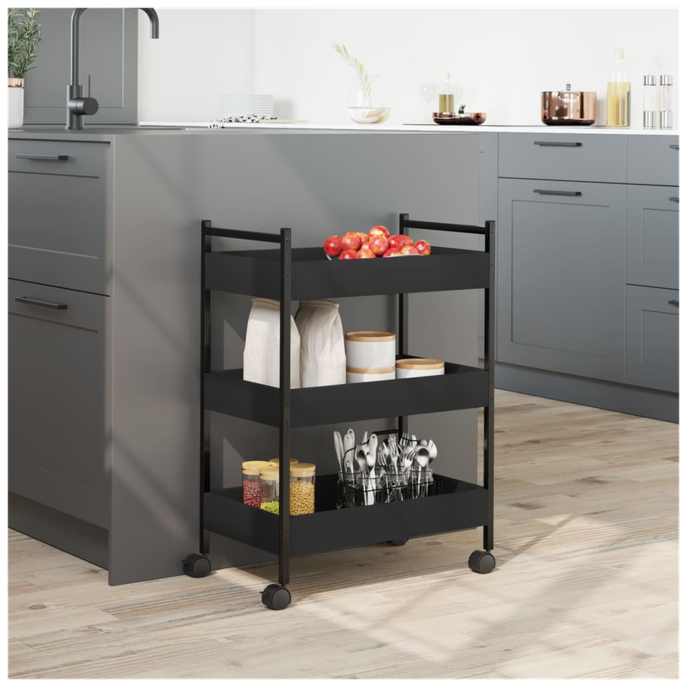 Kitchen Trolley Black 50x30x70 cm Engineered Wood