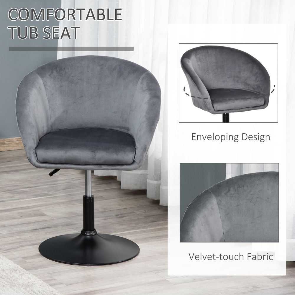 Swivel Bar Stool Fabric Dining Chair Dressing Stool Tub Seat Grey