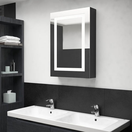 LED Bathroom Mirror Cabinet Concrete Grey 50x13x70 cm