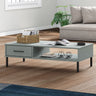 Coffee Table with Metal Legs Brown Solid Wood Pine OSLO