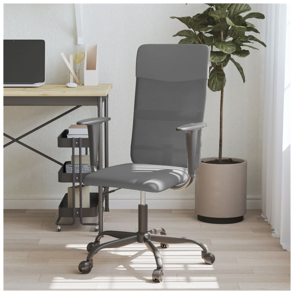 Office Chair Grey Mesh Fabric and Faux Leather