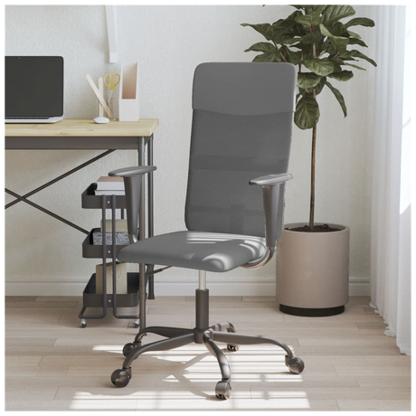 Office Chair Grey Mesh Fabric and Faux Leather