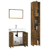 3 Piece Bathroom Furniture Set Smoked Oak Engineered Wood