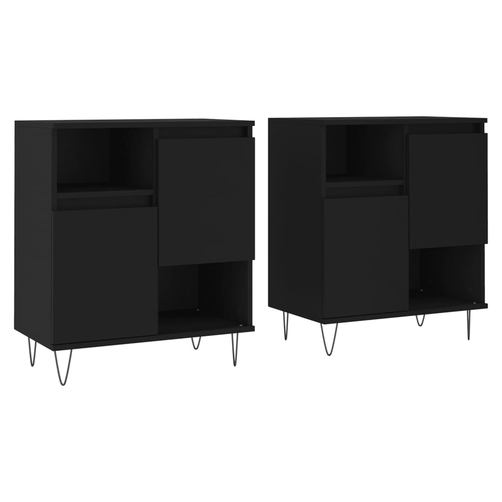 Sideboards 2 pcs Black Engineered Wood