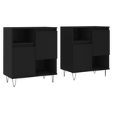 Sideboards 2 pcs Black Engineered Wood