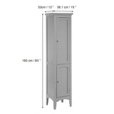 Glancy Wooden Linen Tower Tall Bathroom Cabinet Grey With Storage