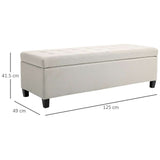 Linen Storage Ottoman Bench Padded w/ Tufting Hinged Lid Wood Frame Feet