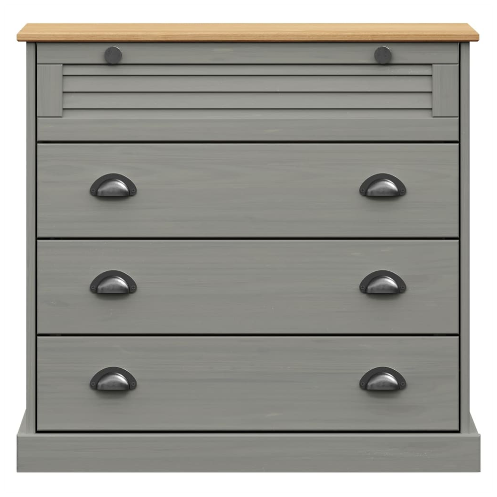 Chest of Drawers VIGO Grey 80x40x76 cm Solid Wood Pine