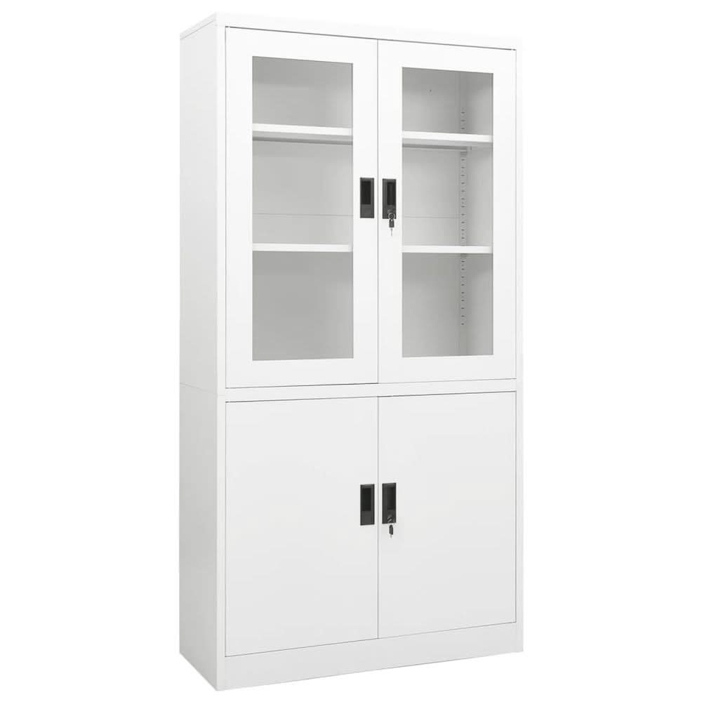 Office Cabinet White 90x40x180 cm Steel