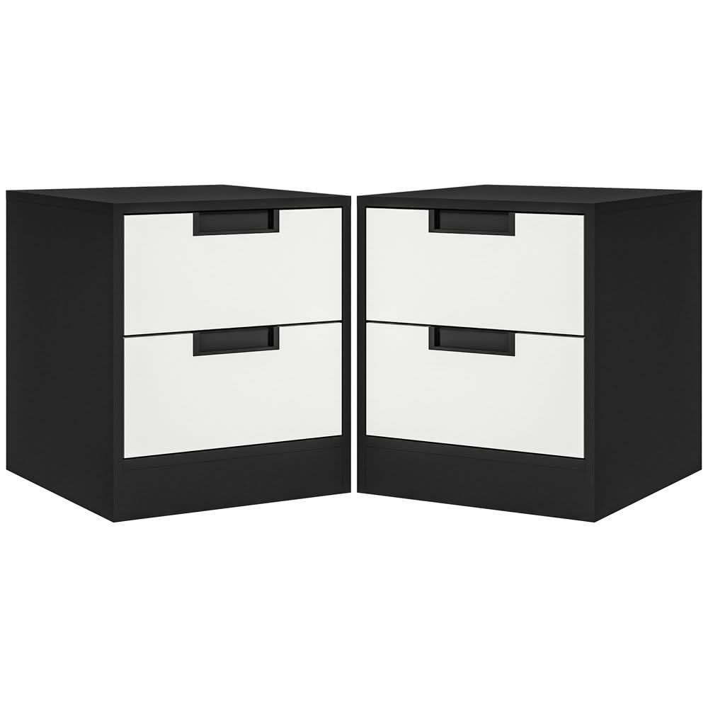 2 Drawer Bedside Tables Set of 2 with Storage Nightstands for Bedroom