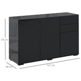 Side Cabinet with 2 Door Cabinet and 2 Drawer for Home Office Black