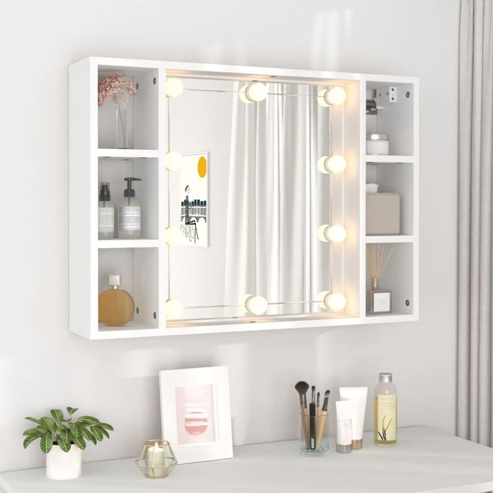 Mirror Cabinet with LED White 76x15x55 cm