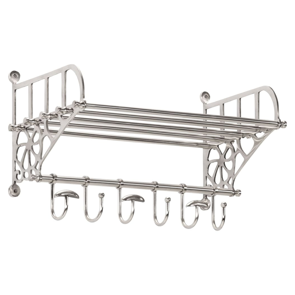 Luggage Rack with Coat Hangers Wall Mounted Aluminium