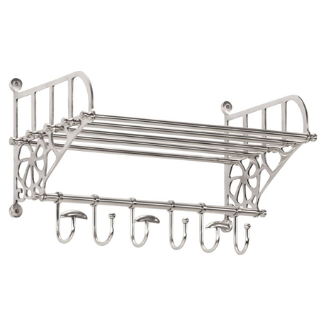 Luggage Rack with Coat Hangers Wall Mounted Aluminium