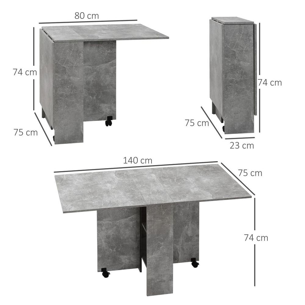 Rolling Drop Leaf Dining Table Folding Kitchen Table with Open Shelves