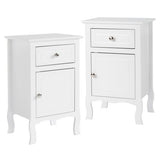 Country Style MDF Spray Paint Curved Feet One Draw One Door Night Table White