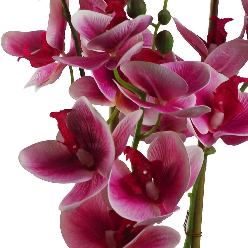 70cm Artificial Orchid Dark Pink with Black Ceramic Planter