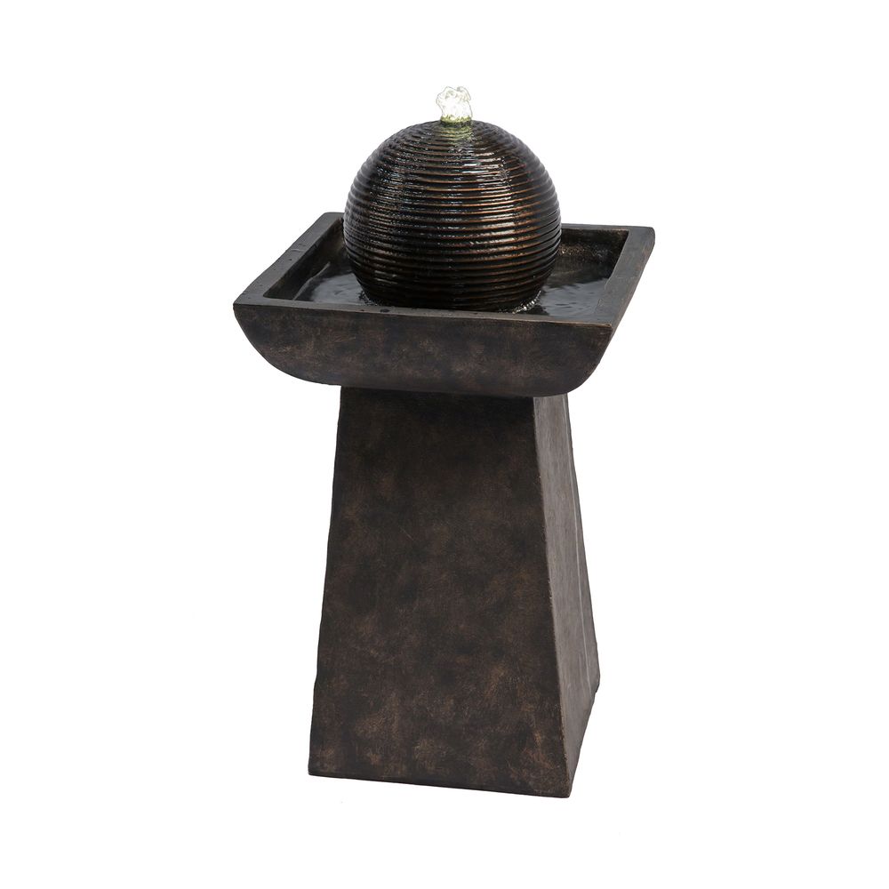 Garden Water Feature & Lights, Outdoor Sphere  Water Fountain