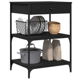 Kitchen Trolley Black 60x48x89.5 cm Engineered Wood