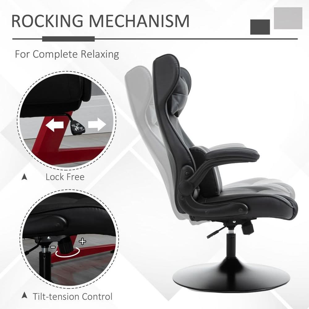 Vinsetto Gaming Chair Home Office Chair w/ Swivel Pedestal Base Lumbar Support