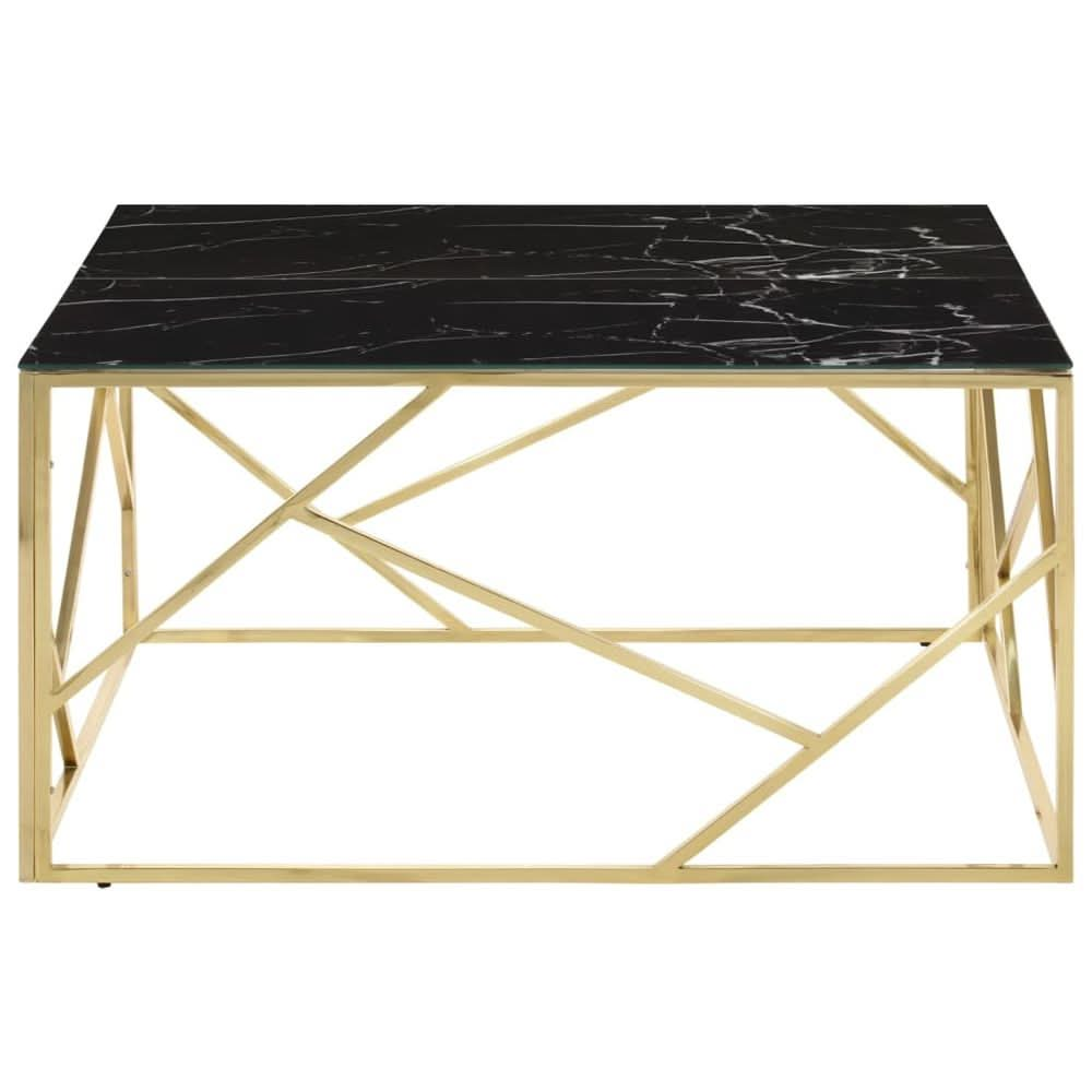 Coffee Table Gold Stainless Steel and Tempered Glass