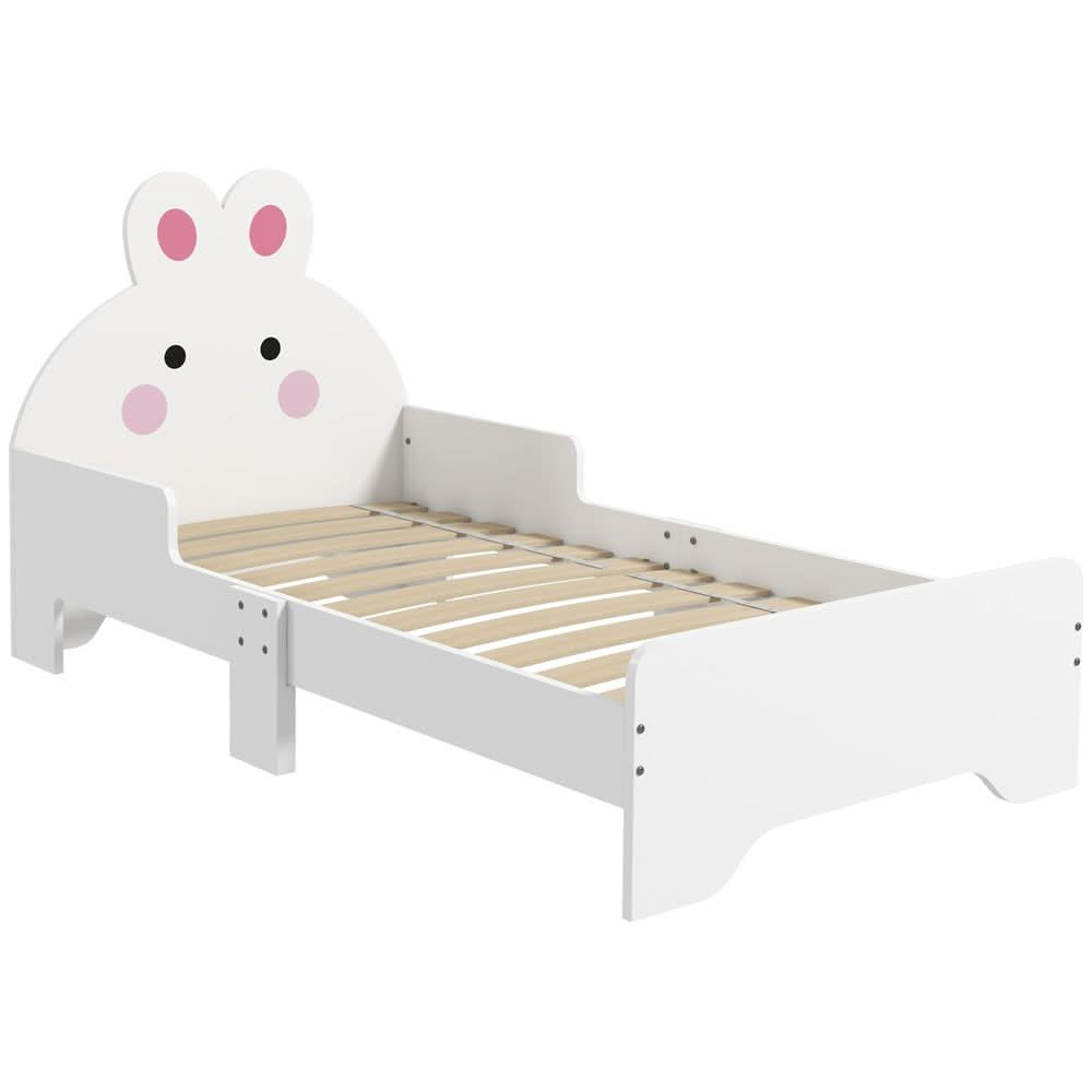 ZONEKIZ Toddler Bed, Kids Bedroom Furniture, Rabbit Design - White