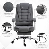 Computer Office Chair Home Swivel Task Recliner w/ Footrest, Arm, Grey