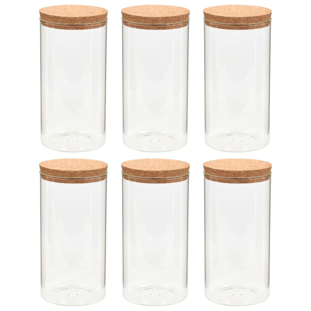 Storage Glass Jars with Cork Lid 6 pcs 1100 ml