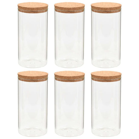 Storage Glass Jars with Cork Lid 6 pcs 1100 ml