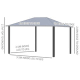 4x3m Patio Gazebo with Vent Mosquito Net Curtains, Aluminium, Grey