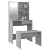 Dressing Table Set with LED Grey Sonoma Engineered Wood