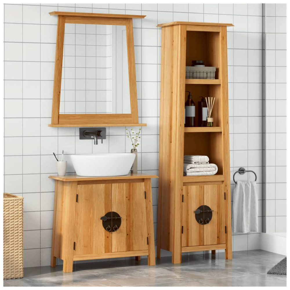 2 Piece Bathroom Furniture Set Solid Wood Pine