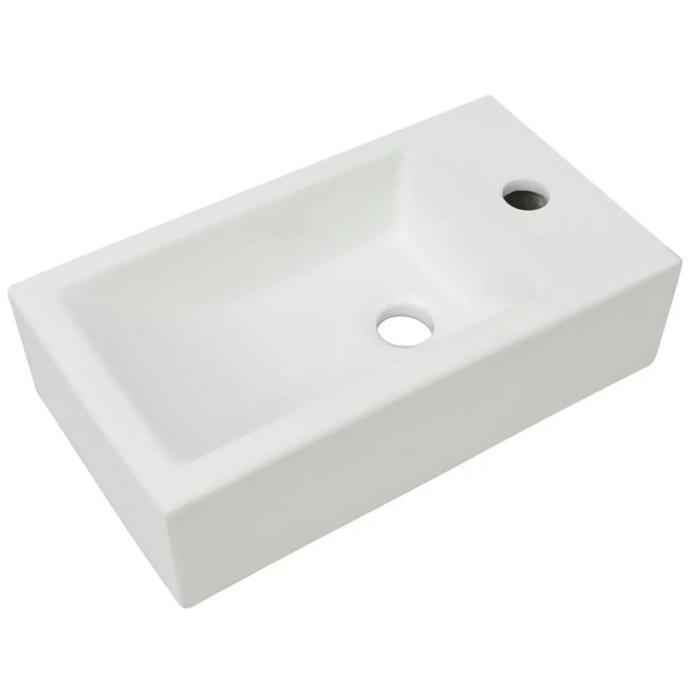 Basin with Faucet Hole Rectangular Ceramic White 46x25.5x12 cm