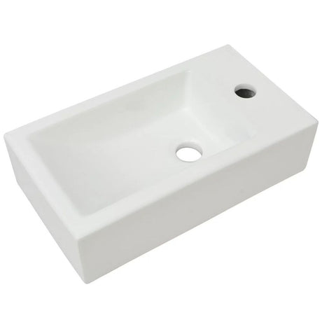 Basin with Faucet Hole Rectangular Ceramic White 46x25.5x12 cm