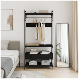 Wardrobe with Drawers Black 89x39x184.5 cm Engineered Wood