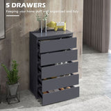 Bedroom Chest of Drawers, High Gloss 5 Drawers Dresser, Drawer Unit