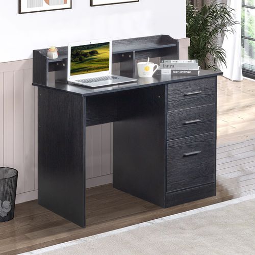 Particleboard Paste Triamine Desktop Storage Layer Three Drawers Computer Desk Black Wood Grain